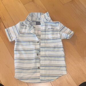 Eddie Bauer Kids Striped Button Down Shirt - White and Blue